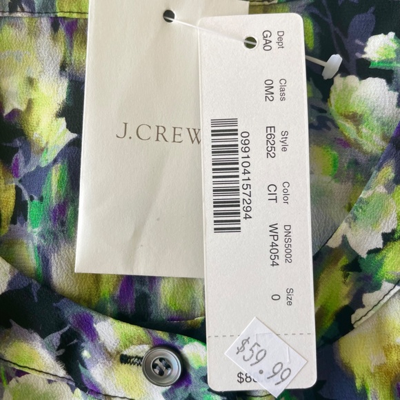 J CREW NWT WOMENS SLEEVELESS TOP PURPLE GREEN BLACK YELLOW FLORAL PRINT SILK - Picture 12 of 15